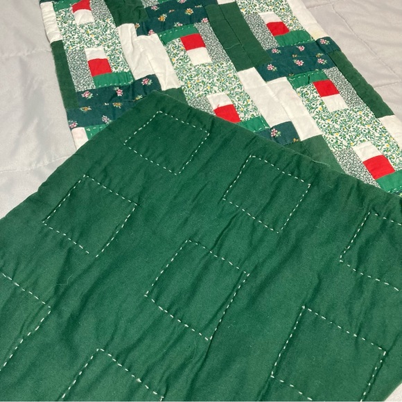 Quilted Table Runner Holiday Red Green Patch Quilt 75" L x 14" W - Picture 5 of 11